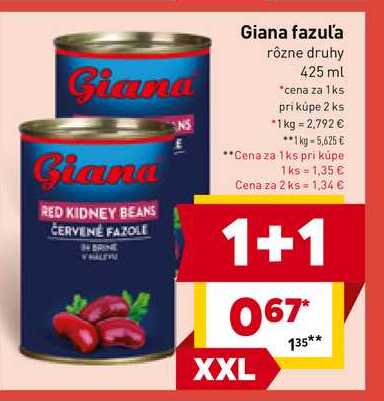 Giana fazuľa rôzne druhy 425 ml 