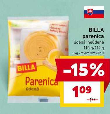 BILLA parenica údená, neúdená 110 g/112 g 