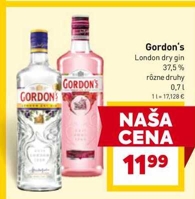 Gordon's London dry gin 37,5% rôzne druhy 0,7l