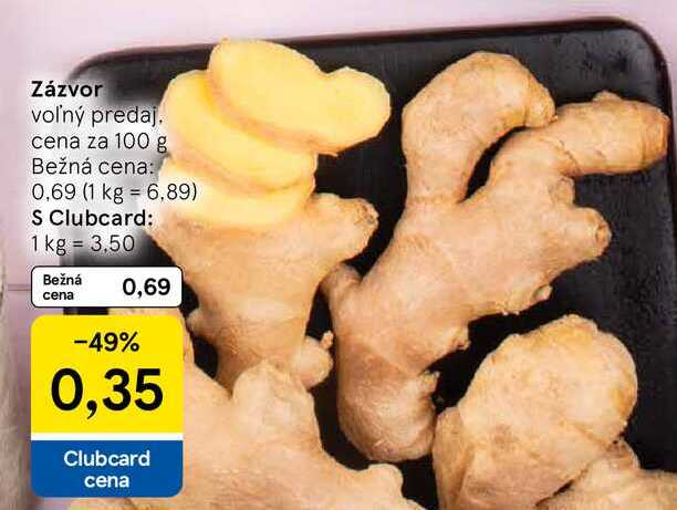 Zázvor voľný predaj, cena za 100 g
