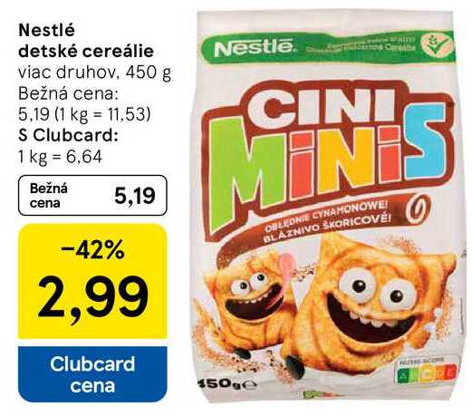 Nestlé detské cereálie viac druhov, 450 g 