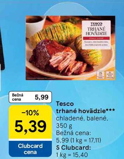 Tesco trhané hovädzie chladené, balené 350g
