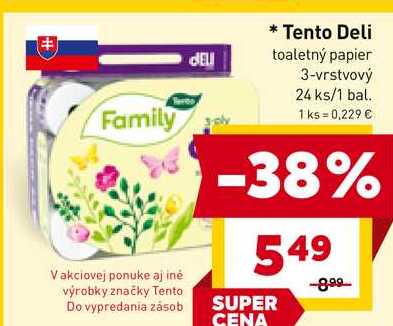 Tento Deli toaletný papier 3-vrstvový 24 ks