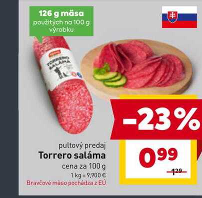 Torrero saláma cena za 100 g