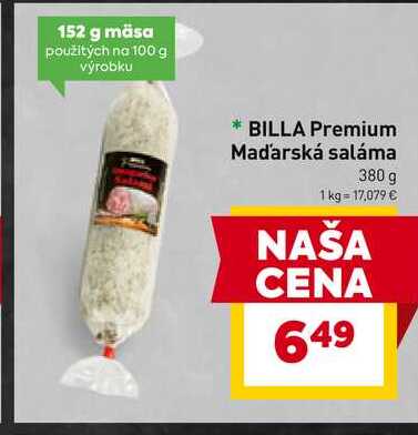 BILLA Premium Maďarská saláma 380 g