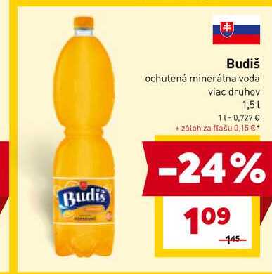 Budiš ochutená minerálna voda viac druhov 1,5l