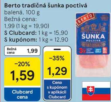 Berto tradičná šunka poctivá , 100 g