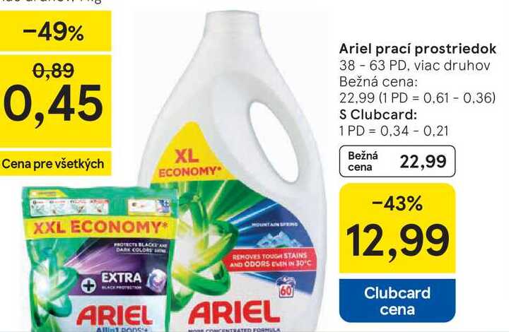 Ariel prací prostriedok, 38-63 PD