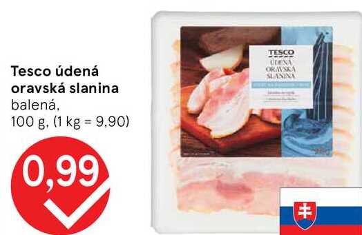 Tesco údená oravská slanina, 100 g