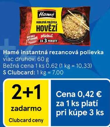 Hamé instantná rezancová polievka, 60 g