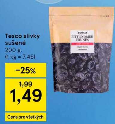 Tesco slivky sušené, 200 g