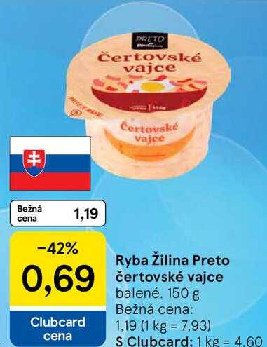 Ryba Žilina Preto čertovské vajce balené, 150 g