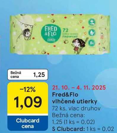 Fred&Flo vlhčené utierky 72 ks, viac druhov