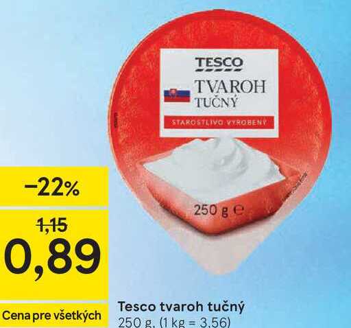 Tesco tvaroh tučný 250 g