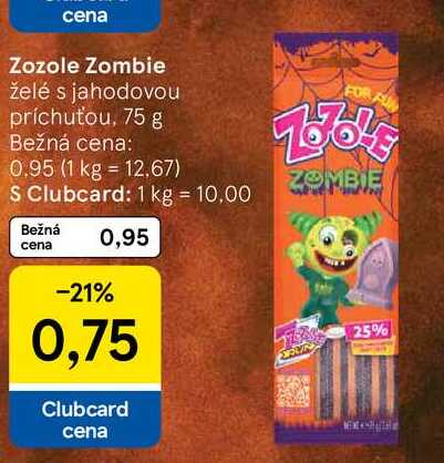 Zozole Zombie želé s jahodovou príchuťou, 75 g
