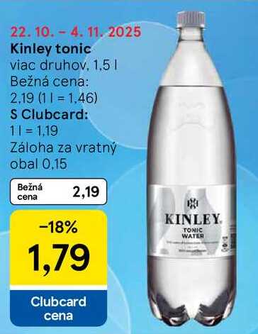 Kinley Tonic 1,5 l