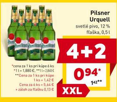 Pilsner Urquell svetlé pivo, 12% fľaška, 0,5l