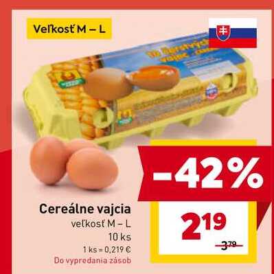 Cereálne vajcia veľkosť M - L 10 ks
