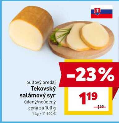 Tekovský salámový syr údený/neúdený cena za 100 g