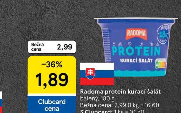 Radoma proteín kurací šalát balený, 180 g