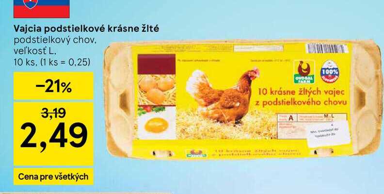 Vajcia podstielkové krásne žlté podstielkový chov veľkosť L, 10 ks