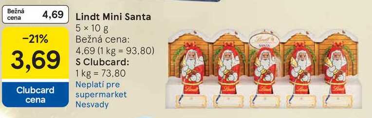 Lindt Mini Santa 5 x 10 g