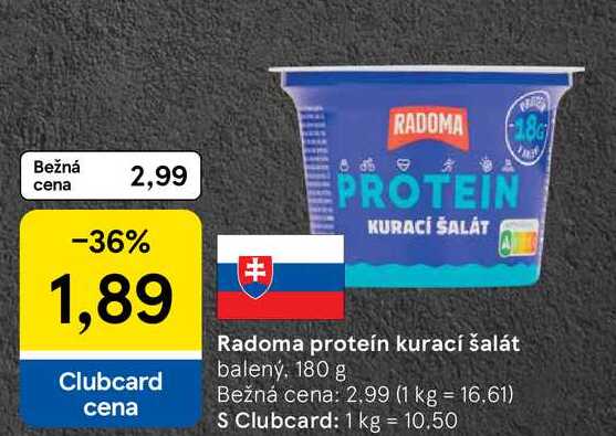Radoma proteín kurací šalát balený, 180 g