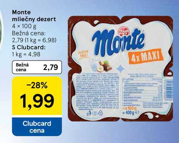 Monte mliečny dezert 4 × 100 g