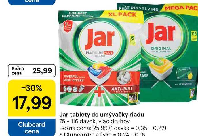 Jar tablety do umývačky riadu 75-116 dávok