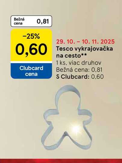 Tesco vykrajovačka na cesto 1 ks