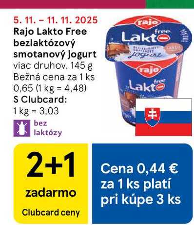 Rajo Lakto Free bezlaktózový smotanový jogurt viac druhov 145 g