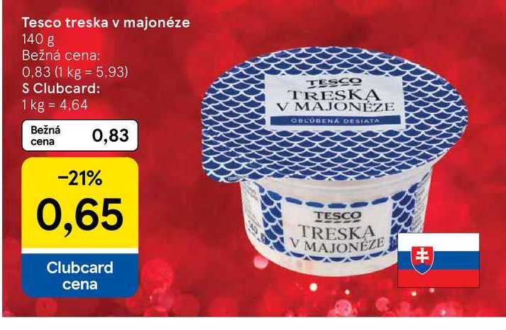 Tesco treska v majonéze 140 g