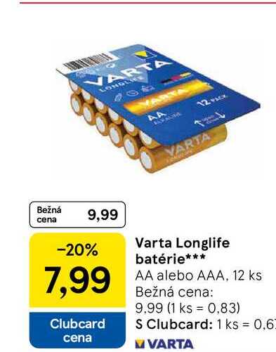Varta Longlife batérie