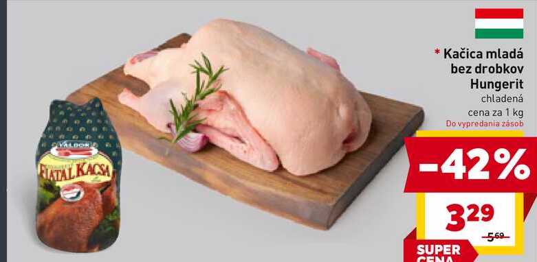 Kačica mladá bez drobkov Hungerit chladená cena za 1 kg 