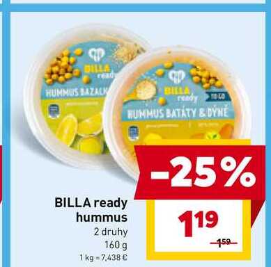 BILLA ready hummus 2 druhy 160 g
