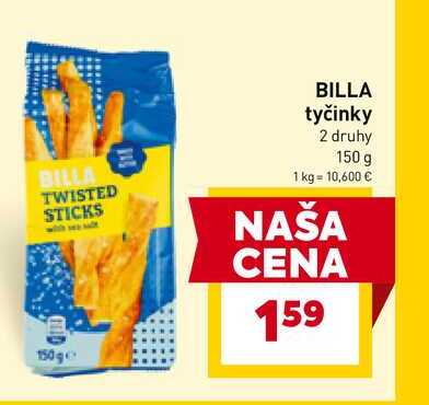 BILLA tyčinky 2 druhy 150 g