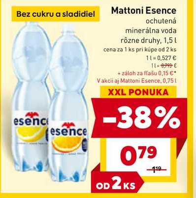 Mattoni Esence ochutená minerálna voda rôzne druhy, 1,5l