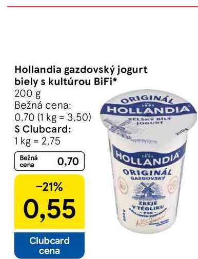 Hollandia gazdovský jogurt biely s kultúrou BiFi 200 g