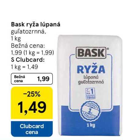 Bask ryža lúpaná gul'atozrnná, 1 kg
