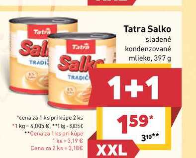 Tatra Salko sladené kondenzované mlieko, 397 g