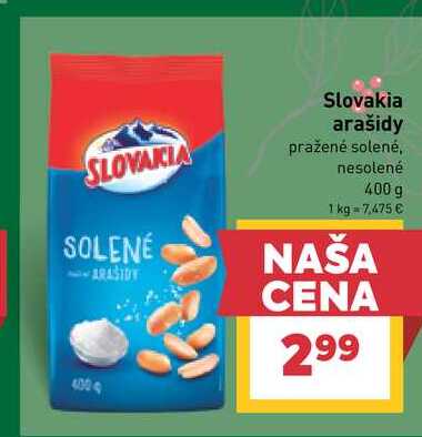 Slovakia arašidy pražené solené, nesolené 400 g