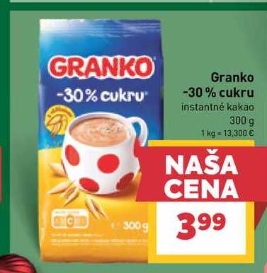 Granko -30% cukru instantné kakao 300 g