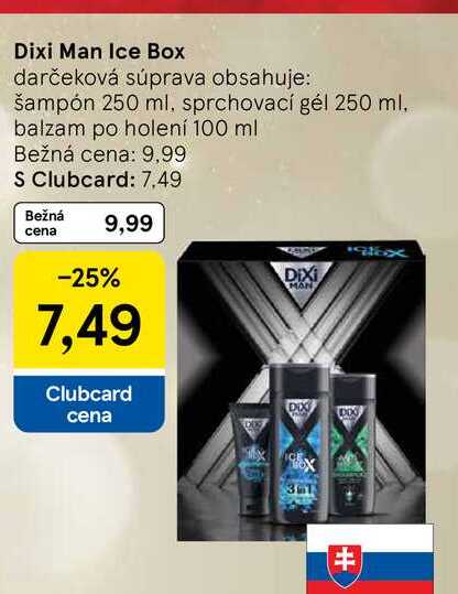 Dixi Man Ice Box darčeková súprava obsahuje: šampón 250 ml, sprchovací gél 250 ml, balzam po holení 100 ml 
