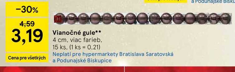 Vianočné gule 4 cm, viac farieb, 15 ks