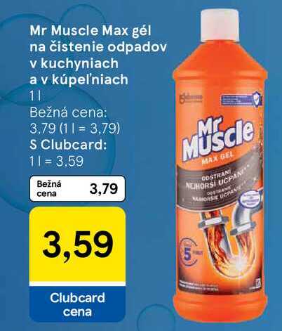 Mr Muscle Max gél na čistenie odpadov v kuchyniach a v kúpeľ'niach 1l