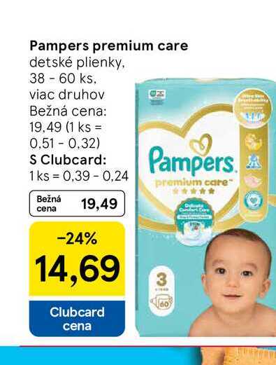 Pampers premium care detské plienky 38 - 60 ks