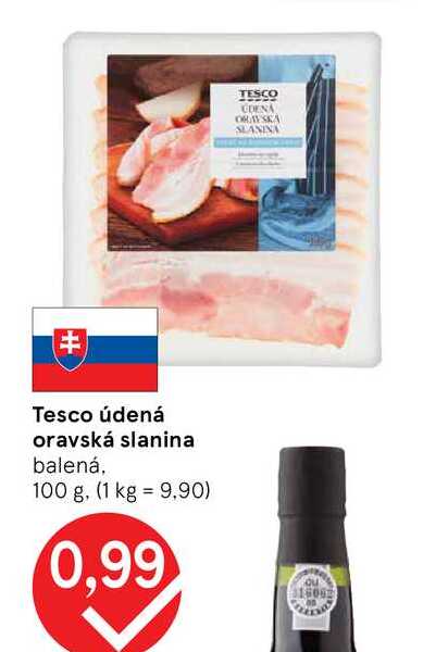 Tesco údená oravská slanina balená, 100 g