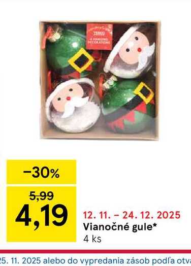 Vianočné gule 4 ks