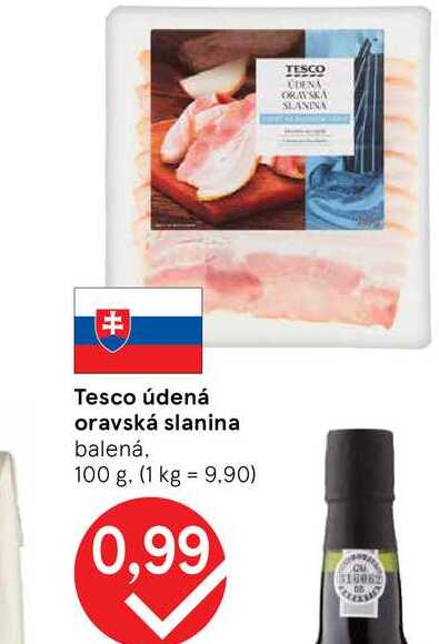 Tesco údená oravská slanina balená, 100 g