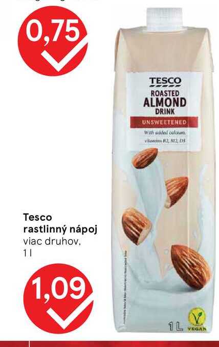 Tesco rastlinný nápoj viac druhov, 1l